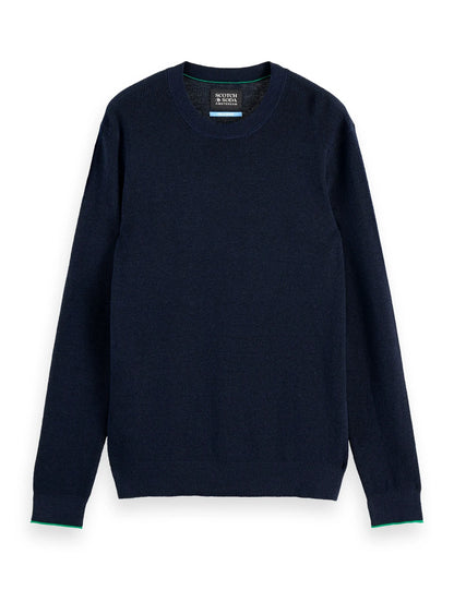 Linen blend crew neck