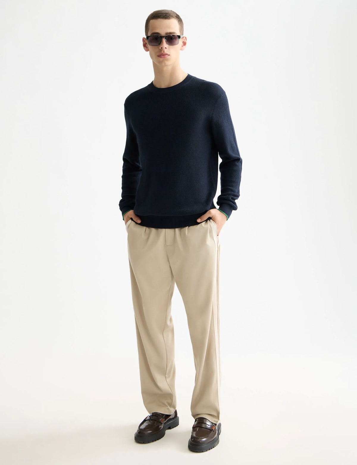 Linen blend crew neck