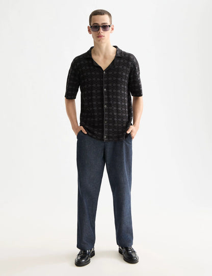 Tone on tone knitted polo