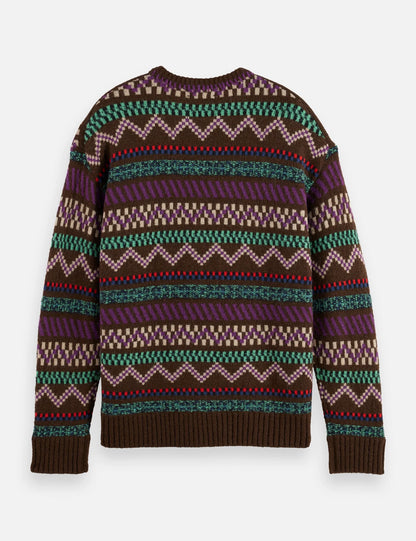 Jacquard dropped shoulder crewneck