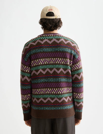 Jacquard dropped shoulder crewneck