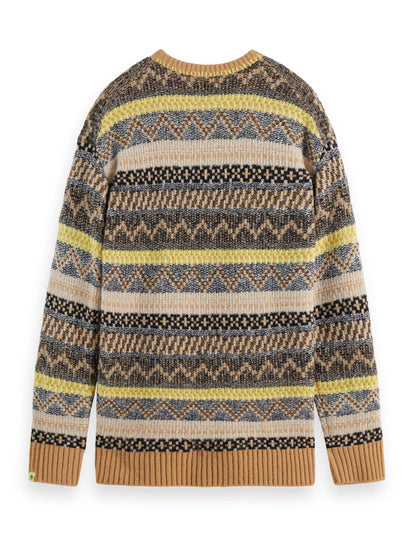 Jacquard dropped shoulder crewneck