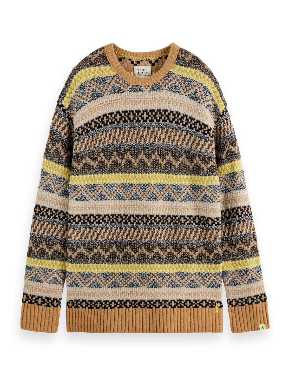 Jacquard dropped shoulder crewneck