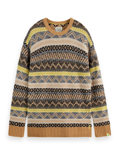 Jacquard dropped shoulder crewneck
