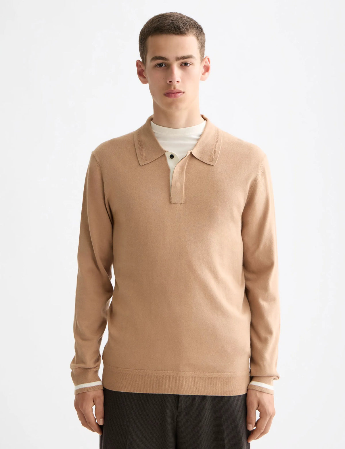 Ecovero Blend Knitted Long Sleeve Polo
