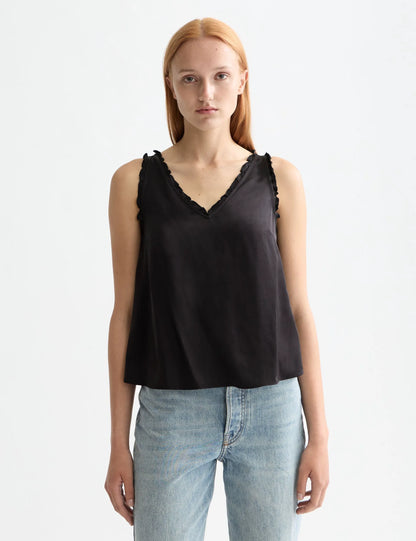 V-neck ruffle tank