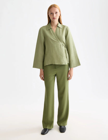 Wrap shirt with tie closure