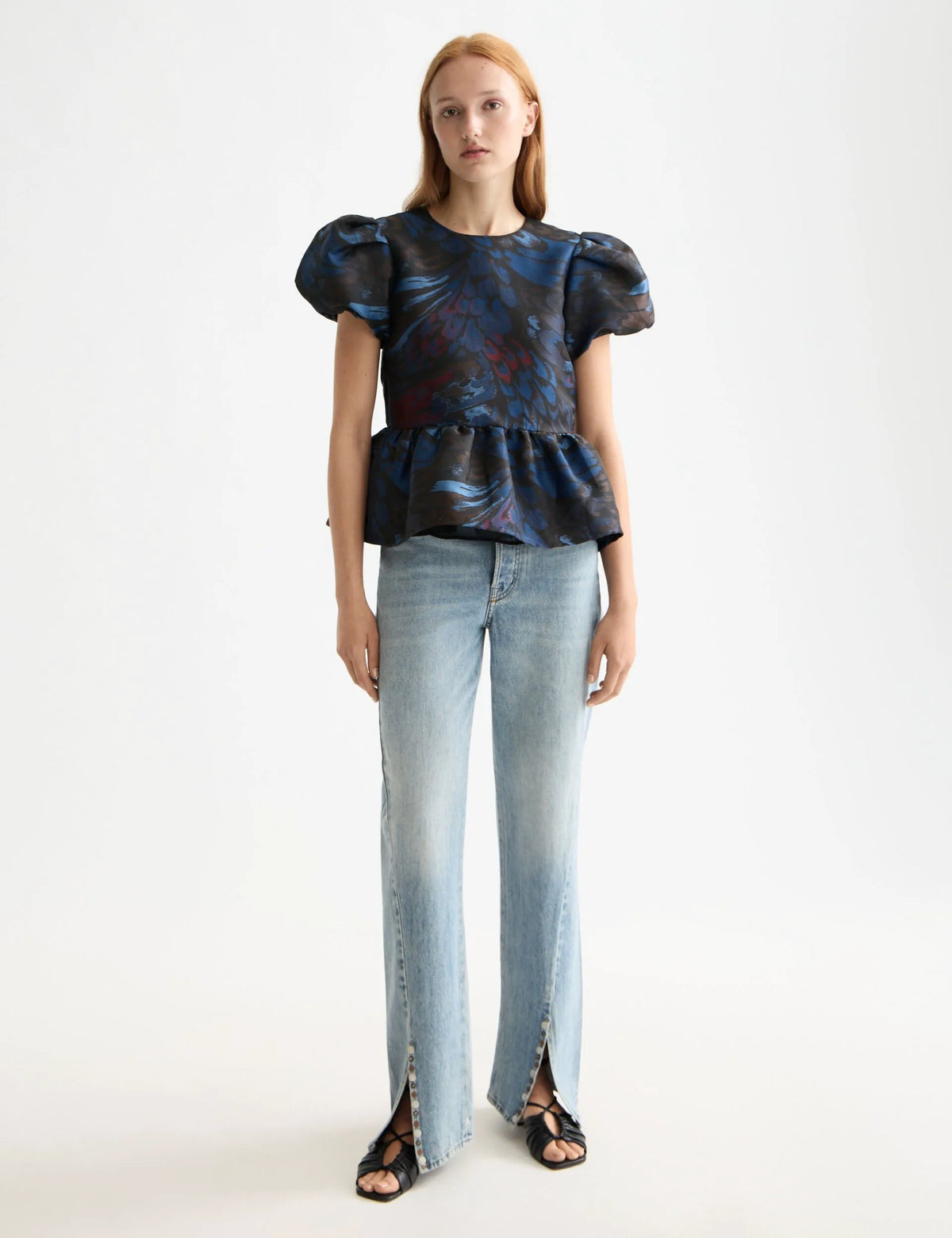 Cap sleeve top with peplum