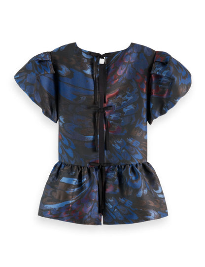 Cap sleeve top with peplum