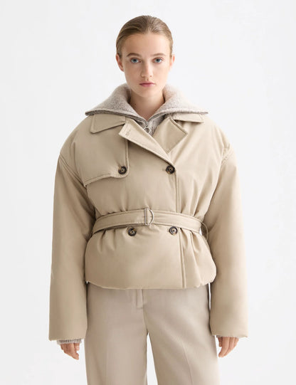 Lightweight padded poplin trench