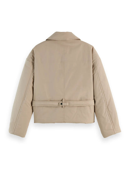 Lightweight padded poplin trench