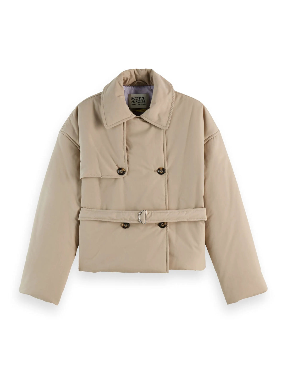 Lightweight padded poplin trench