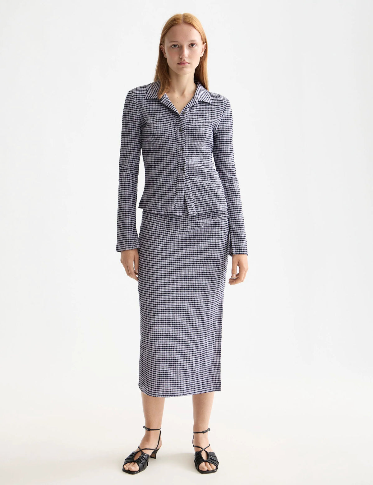 Structured gingham skirt