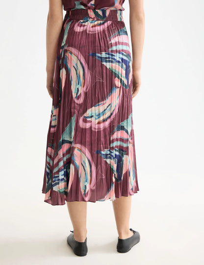 Crinkle pleat midi skirt