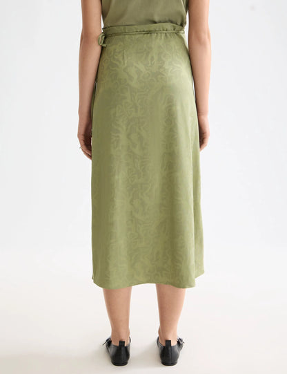 Fluid wrapped midi skirt
