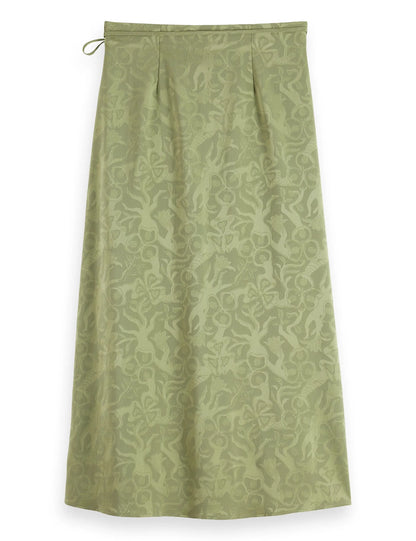 Fluid wrapped midi skirt