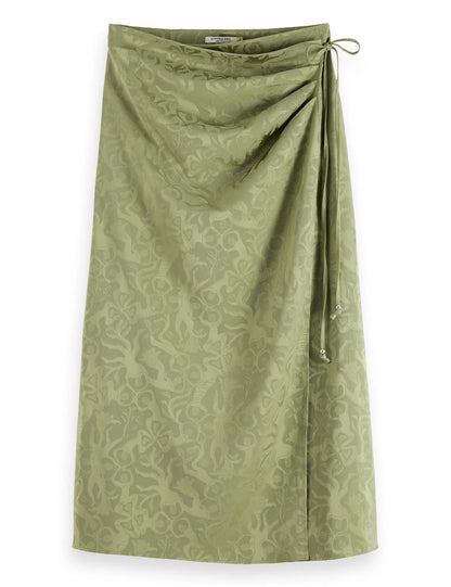 Fluid wrapped midi skirt