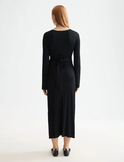 Rib knitted wrap dress