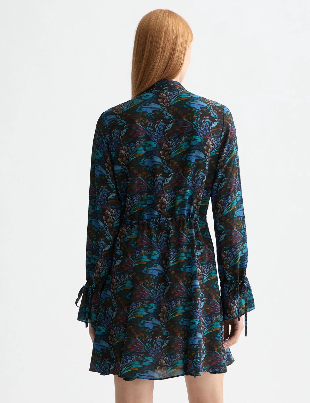 Printed long sleeve mini dress