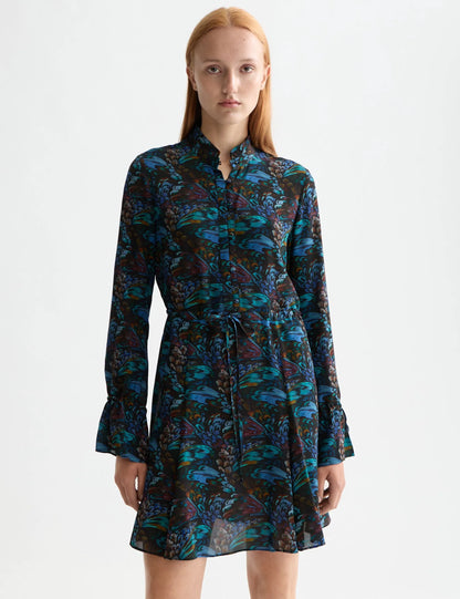 Printed long sleeve mini dress