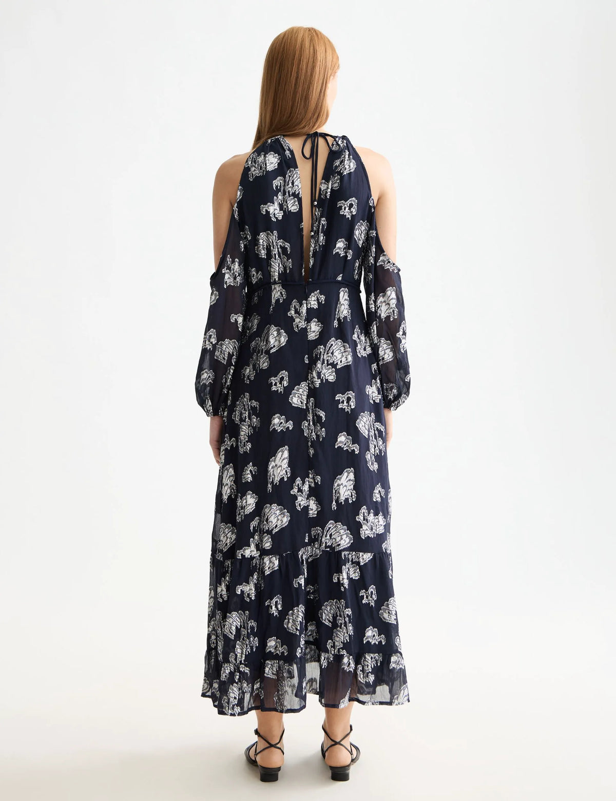 Fil coupe open shoulder maxi dress