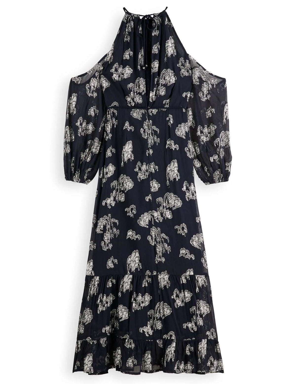 Fil coupe open shoulder maxi dress