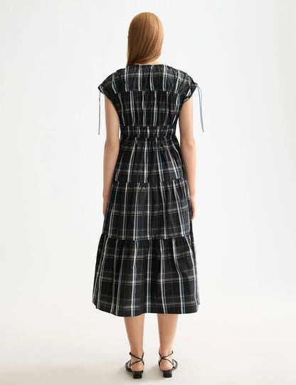 Gathered Taffeta midi dress with tied details