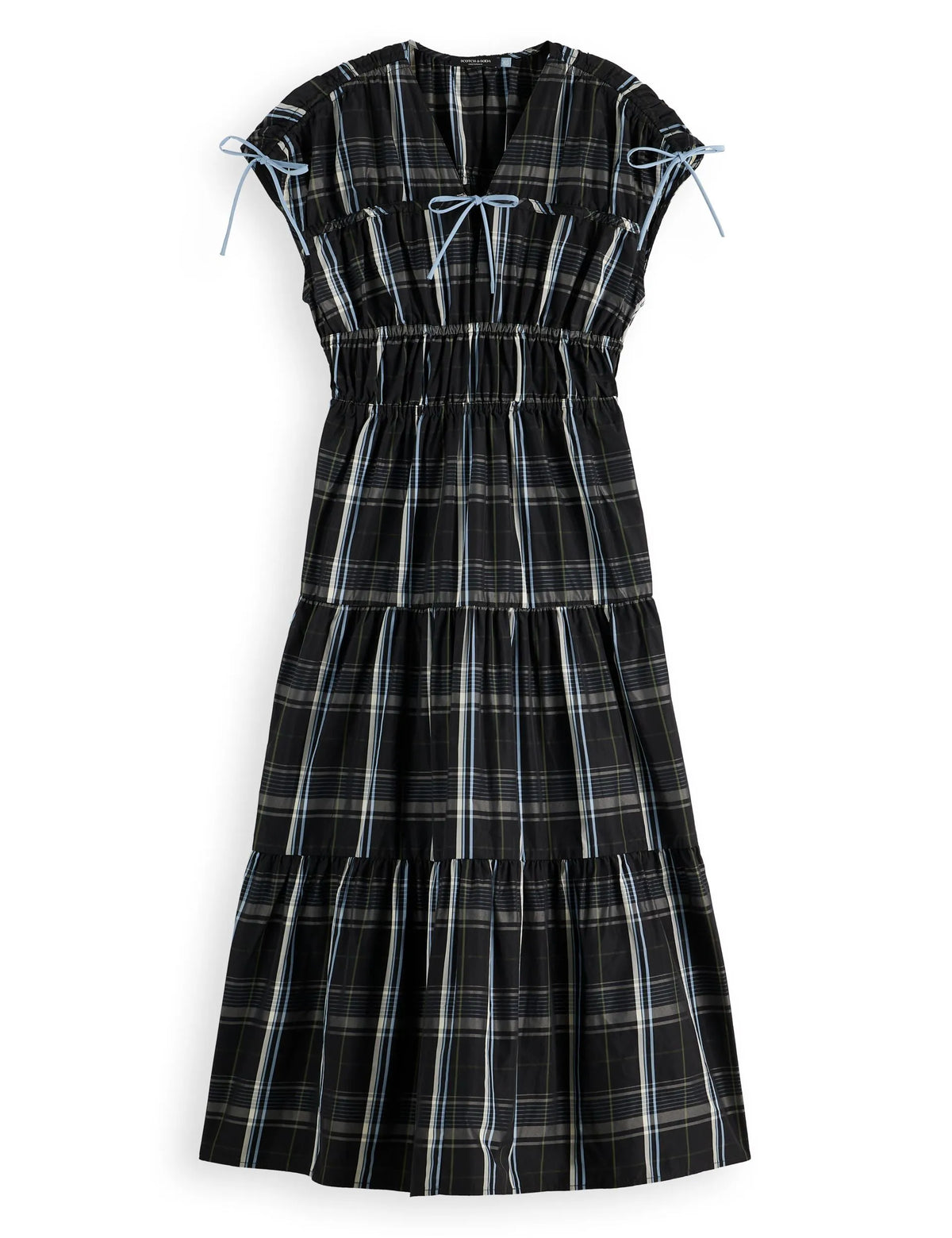 Gathered Taffeta midi dress with tied details