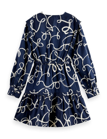 Scallop trim long sleeve mini dress