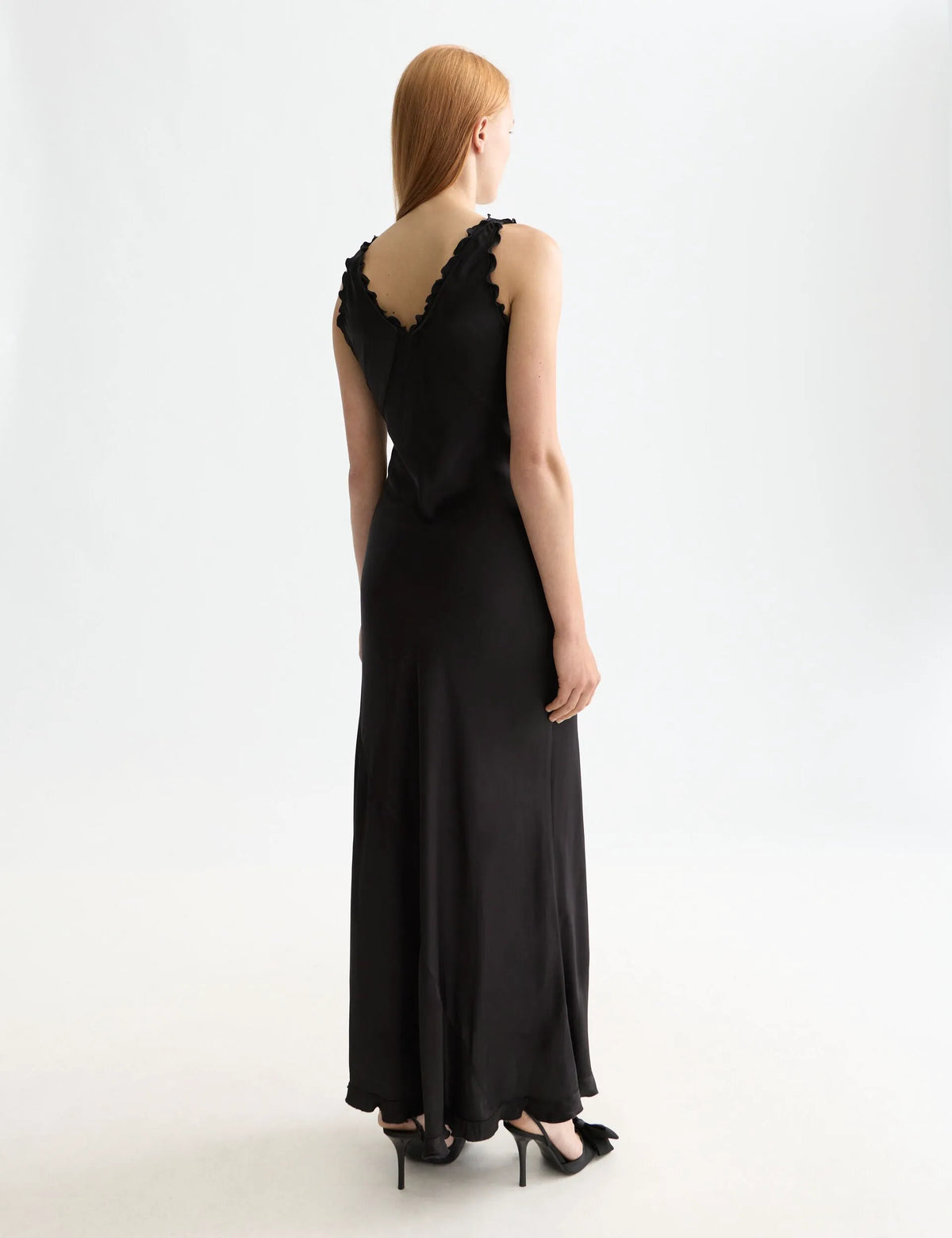 Maxi Slip dress with ruffled edges