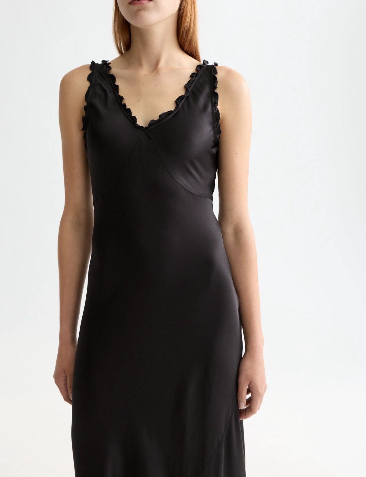 Maxi Slip dress with ruffled edges