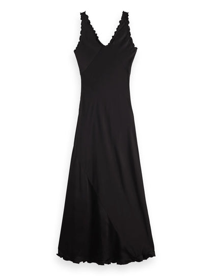 Maxi Slip dress with ruffled edges