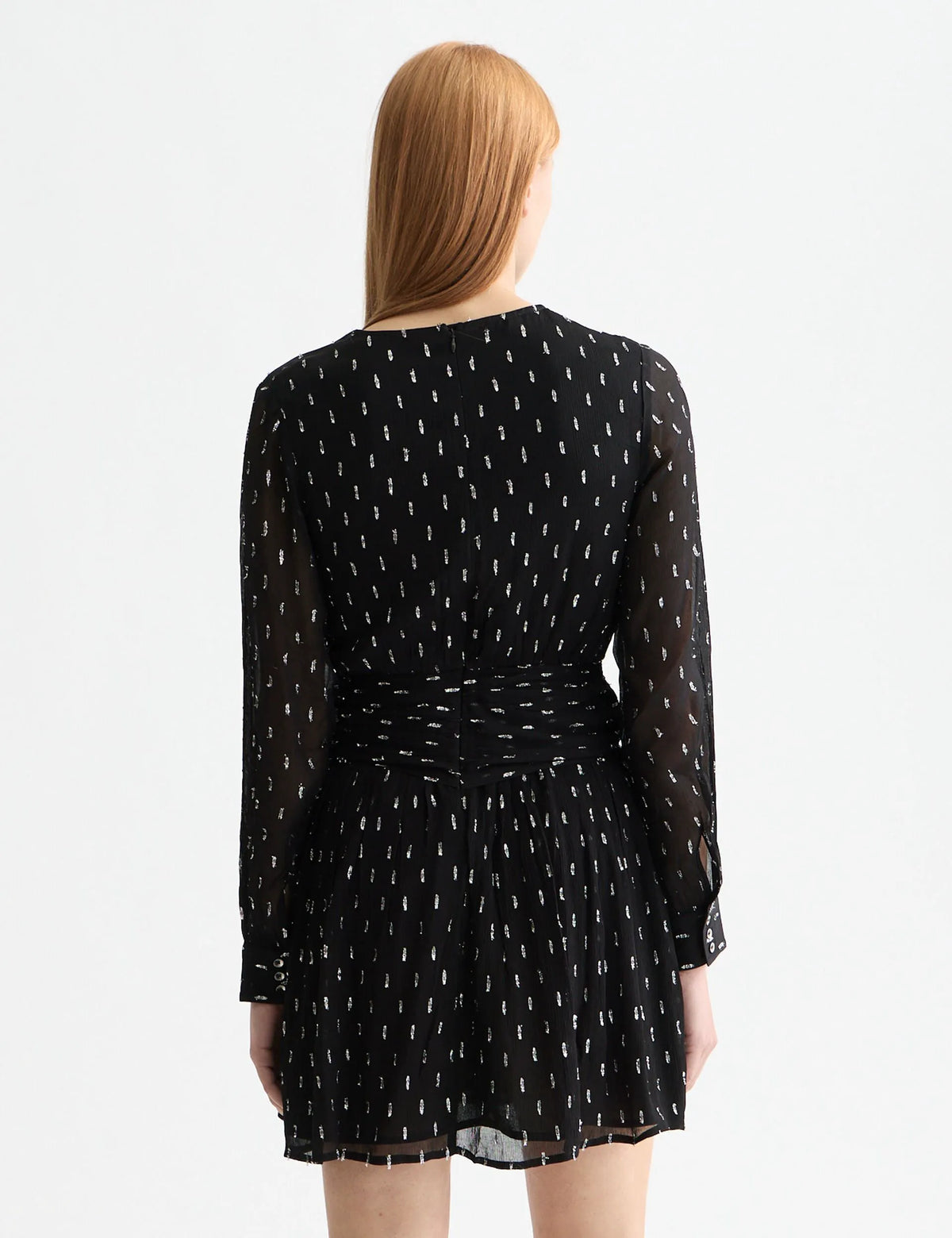 Long sleeve mini dress with draped front