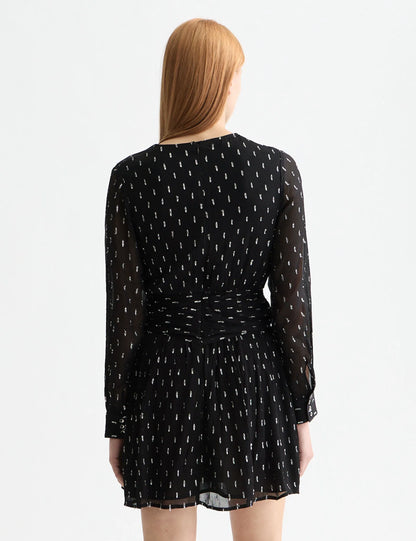 Long sleeve mini dress with draped front