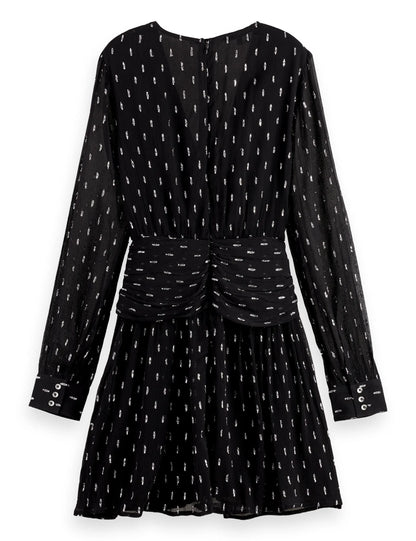 Long sleeve mini dress with draped front