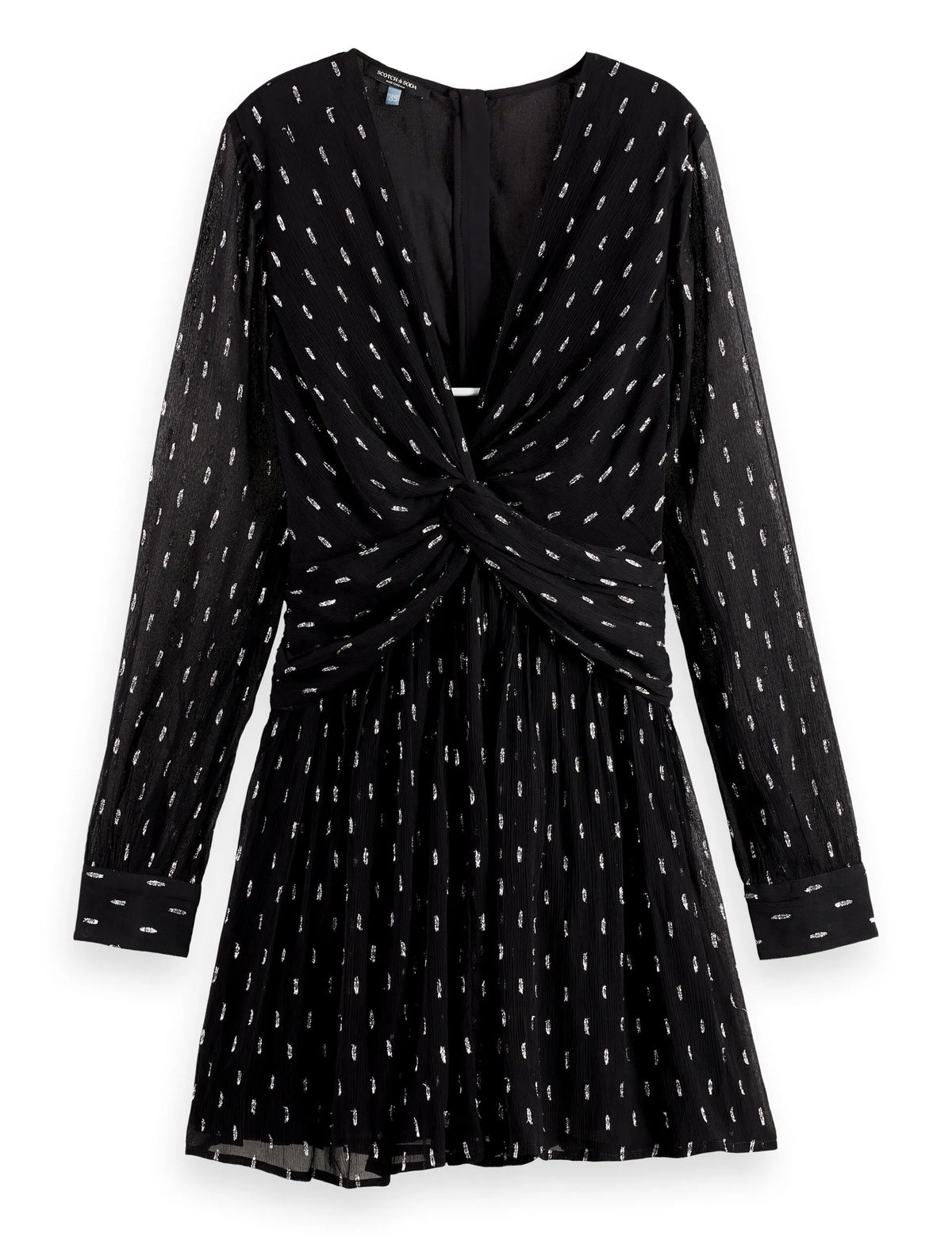 Long sleeve mini dress with draped front