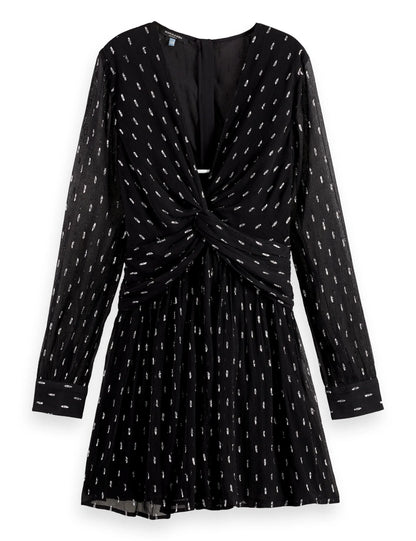 Long sleeve mini dress with draped front