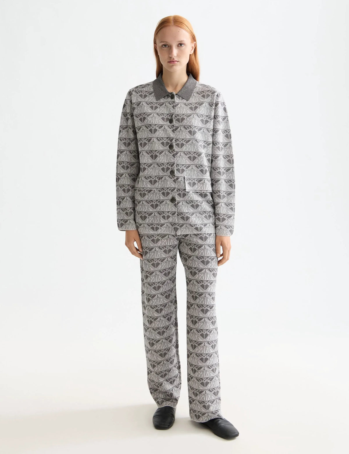 Monogram jacquard knitted trousers