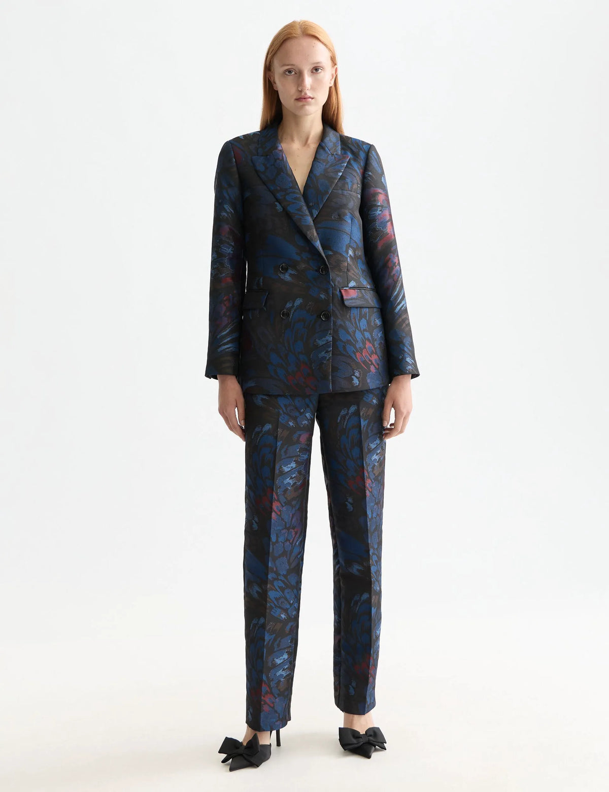 Ripple pheasant jacquard straight leg pant