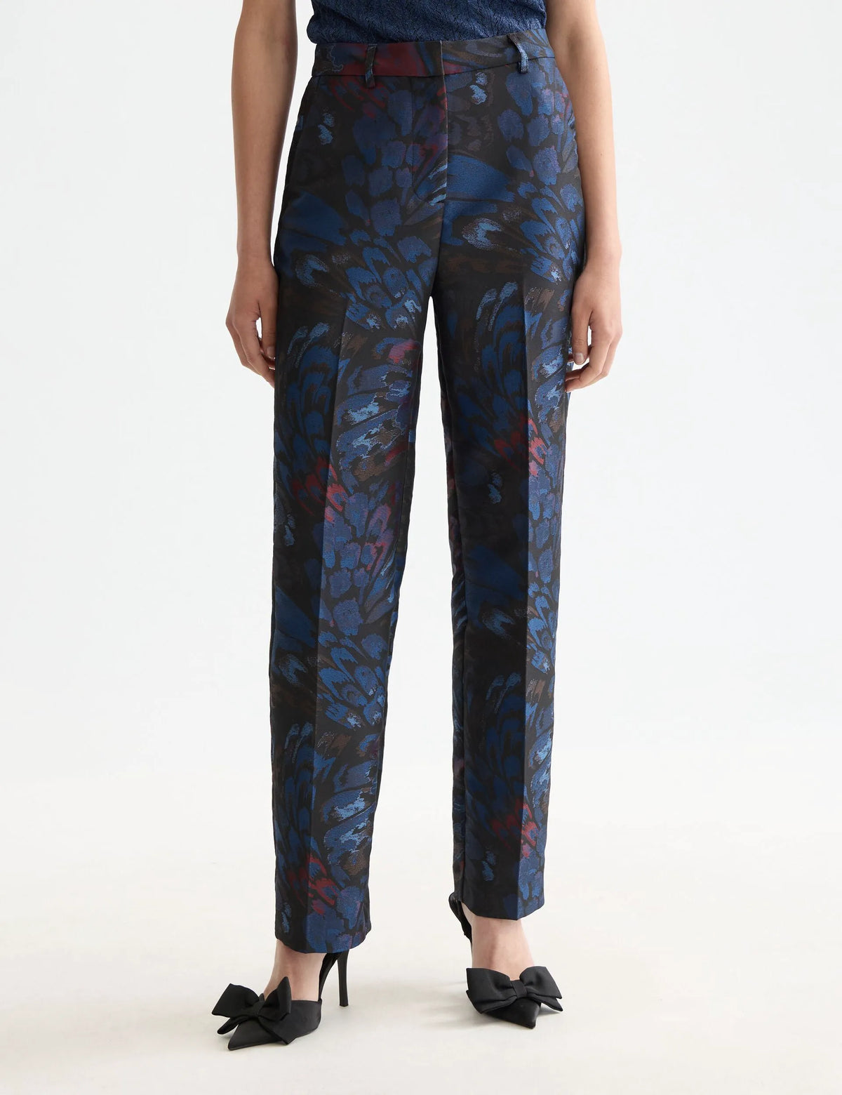 Ripple pheasant jacquard straight leg pant