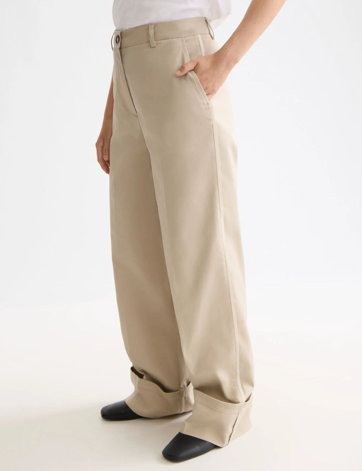 Luca high rise wide leg cuffed chino pant