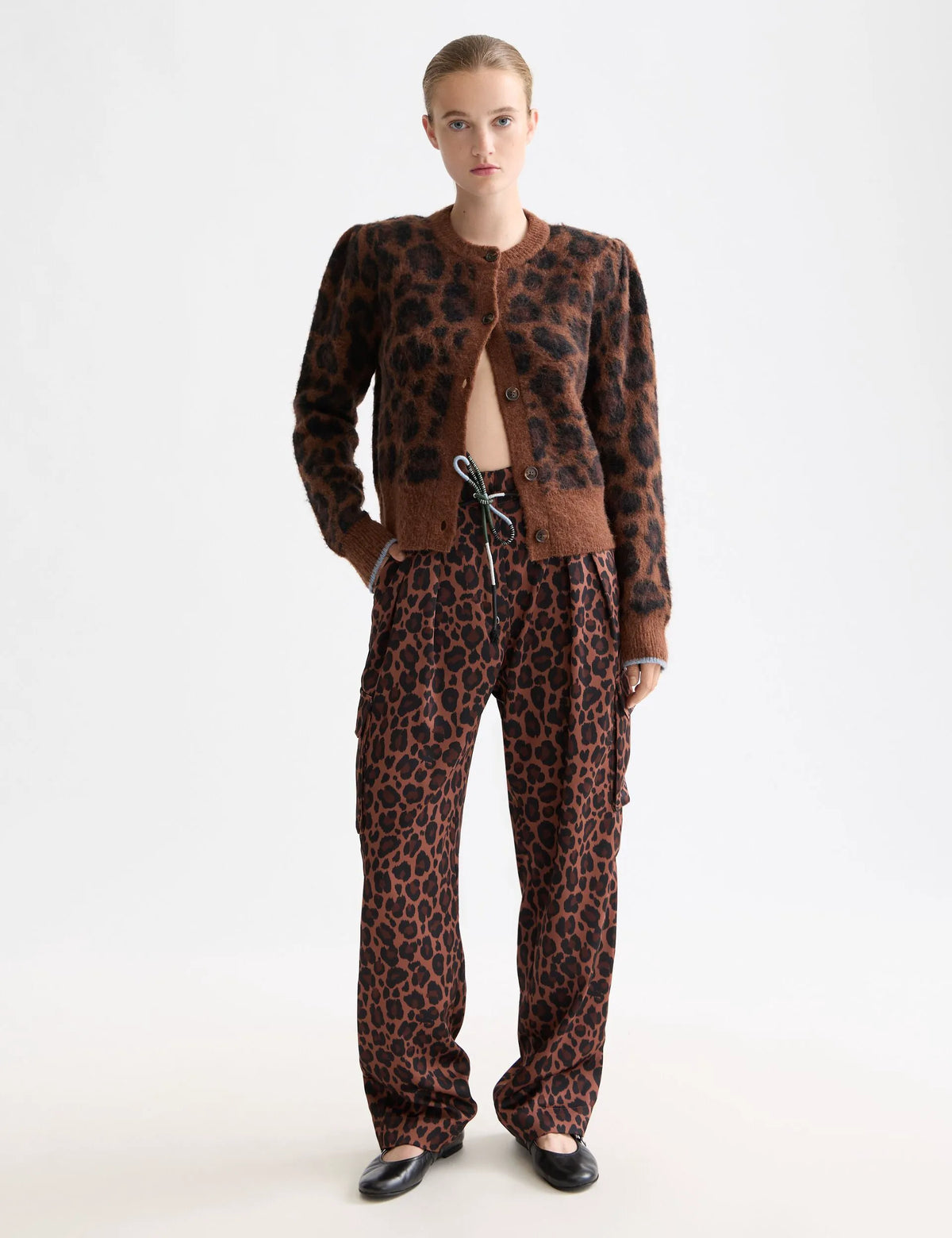 Faye high-rise tapered leg satin cargo pant