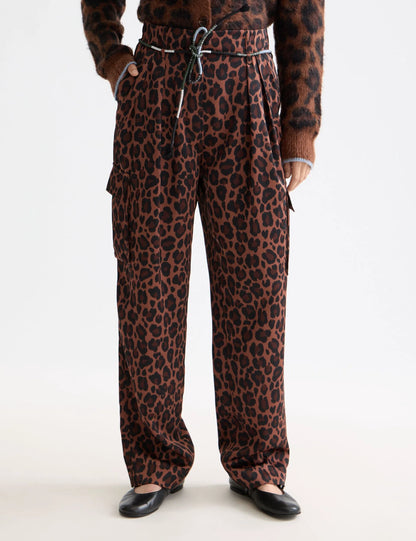 Faye high-rise tapered leg satin cargo pant