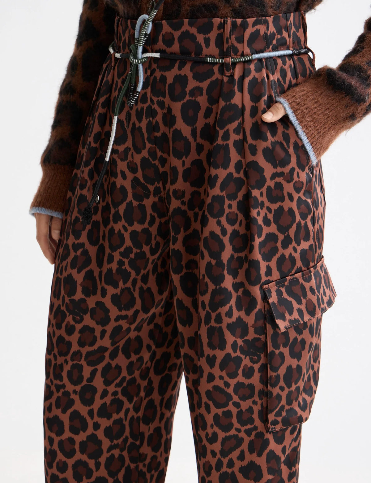 Faye high-rise tapered leg satin cargo pant