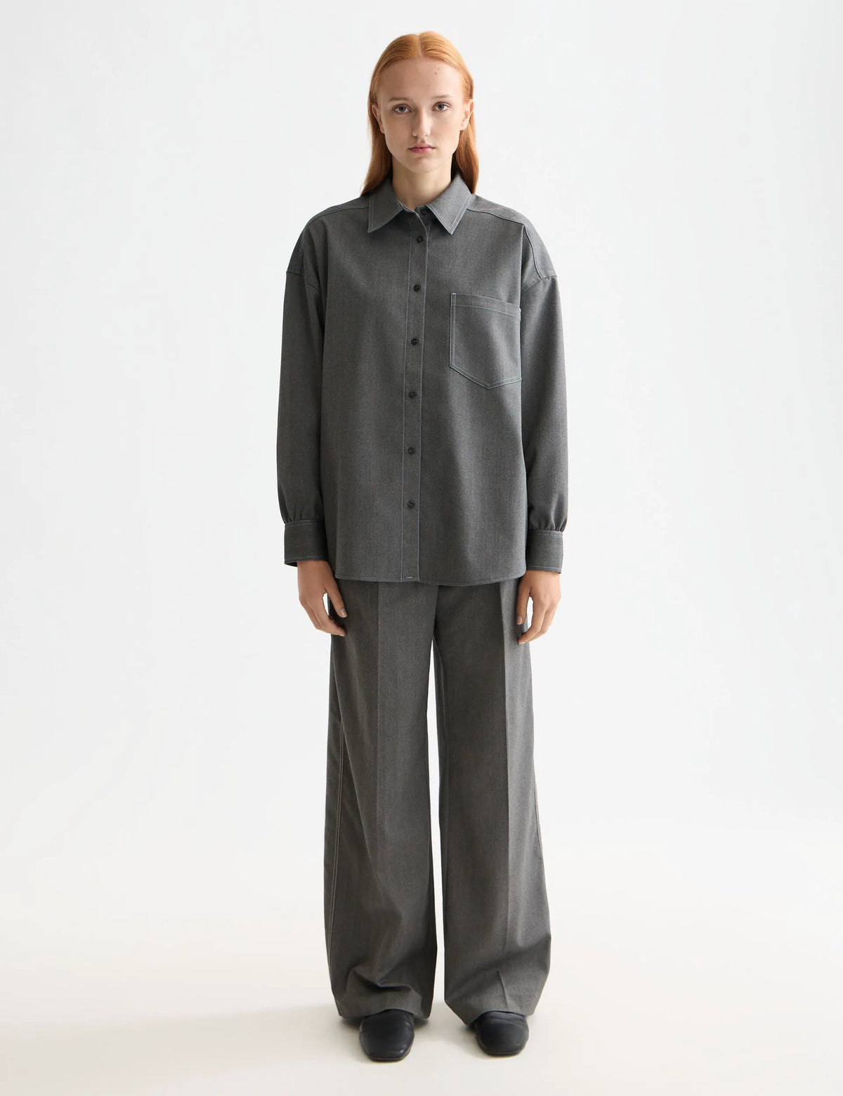 Rose high rise wide leg herringbone pant
