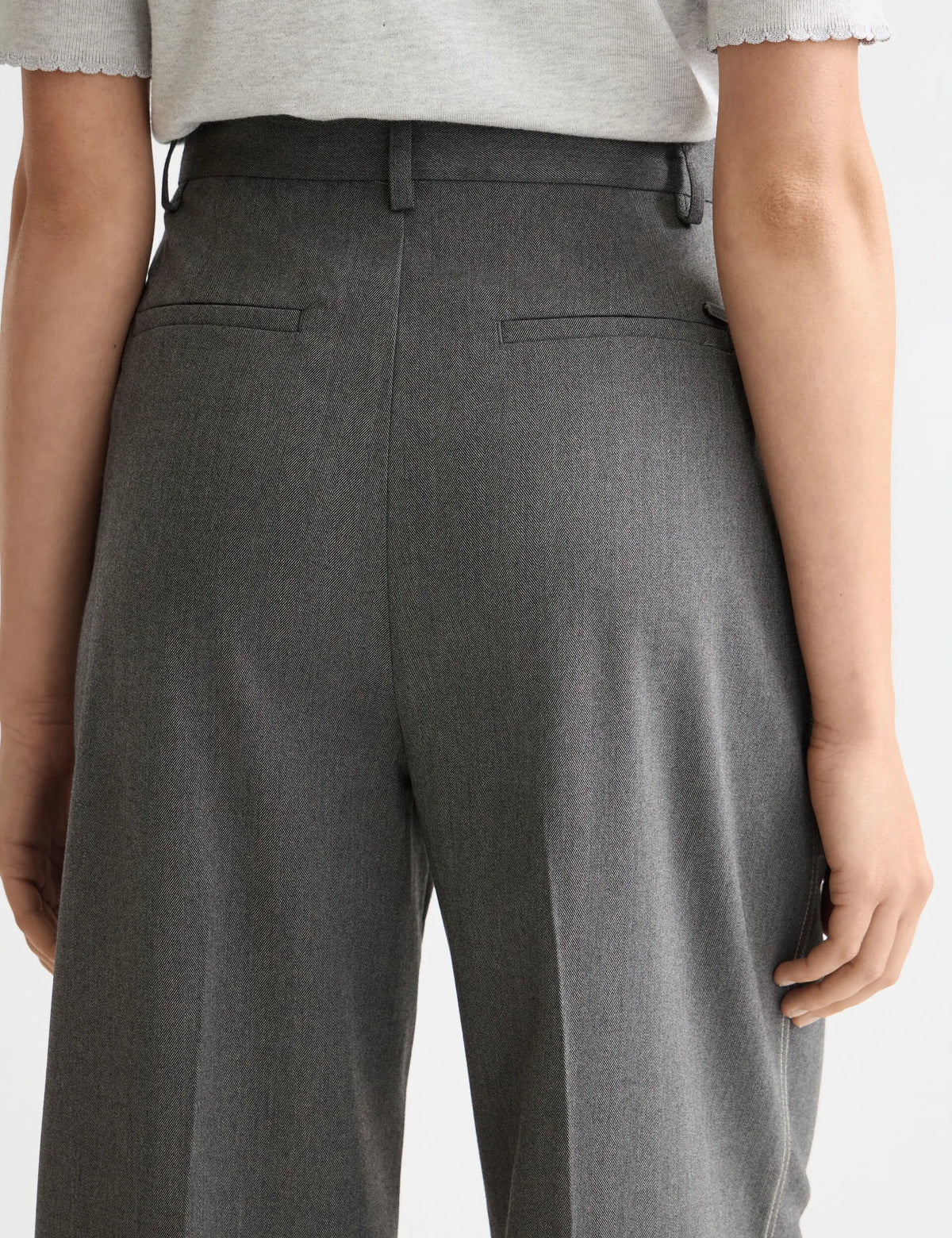 Rose high rise wide leg herringbone pant