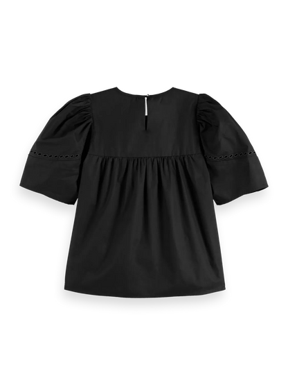 Cotton-Twill Embroidered Top