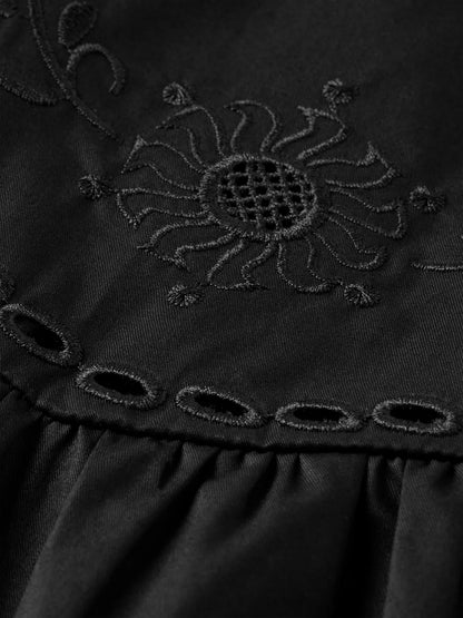 Cotton-Twill Embroidered Top