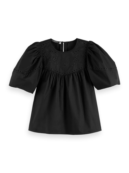 Cotton-Twill Embroidered Top