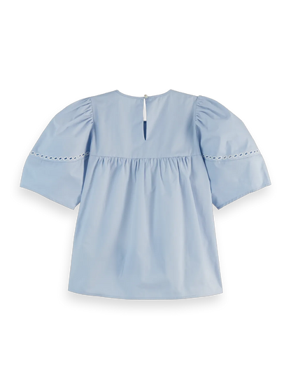 Cotton Twill Embroidered Top